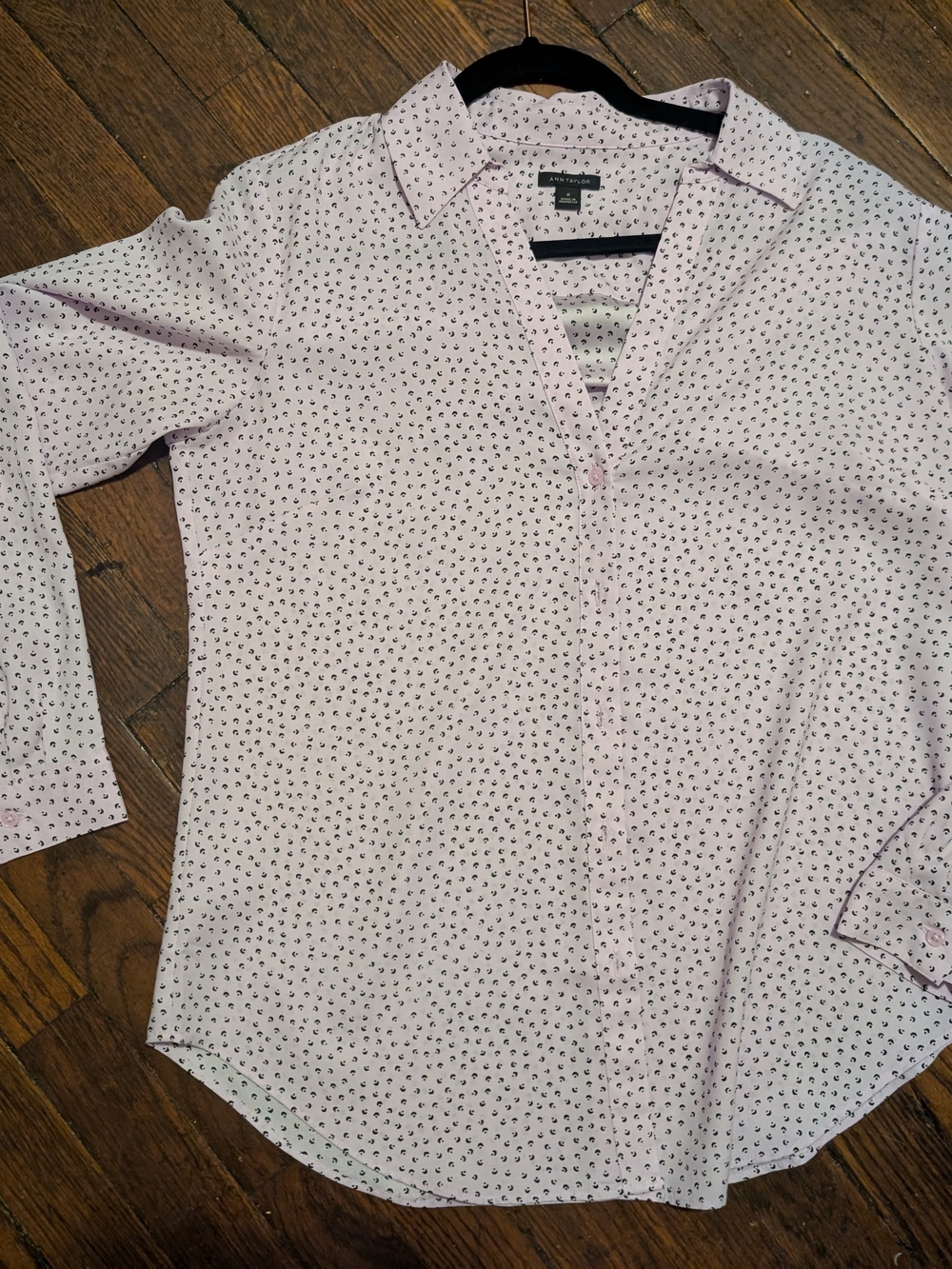 Ann Taylor Light Pink Printed Button-Down Shirt